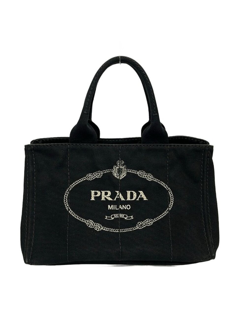 Prada Tote Bag Canapa Black Ivory